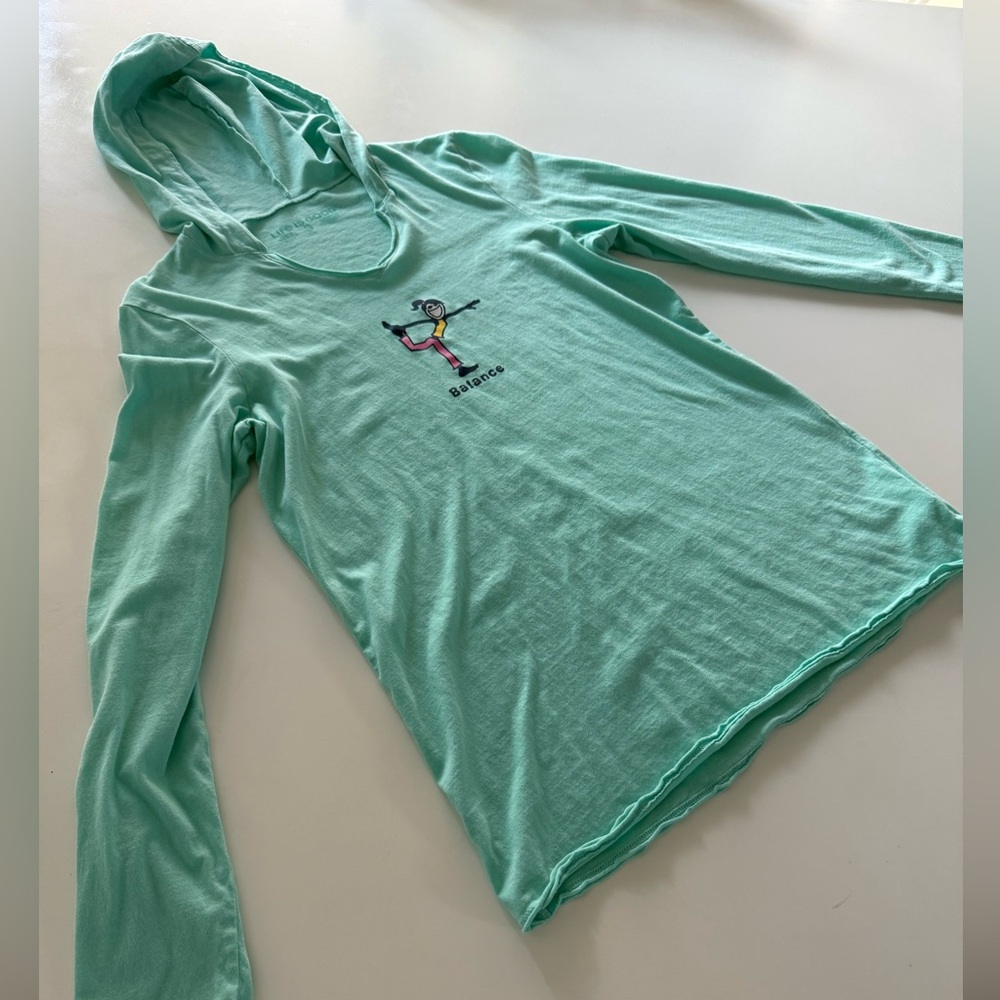Life Is Good Mint Green Lightweight Hooded Tee: Size Small (NWOT)